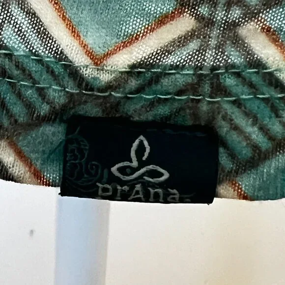 Prana XL Geo Print Hiking Top Teal REIcore Gorpcore Trail Active Tee - Picture 8 of 8